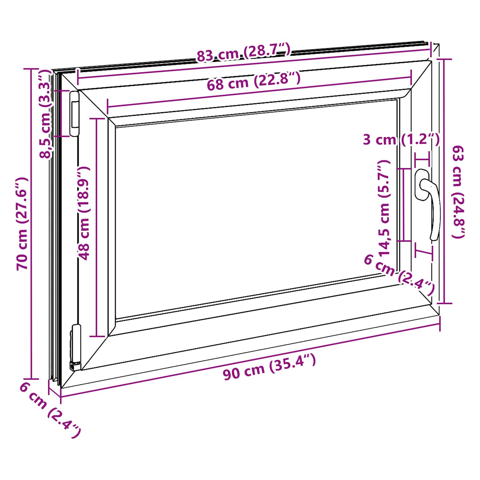Kellari-Ikkuna Risor 90 X 70 Cm Pvc Ja Lasi Antrasiitti