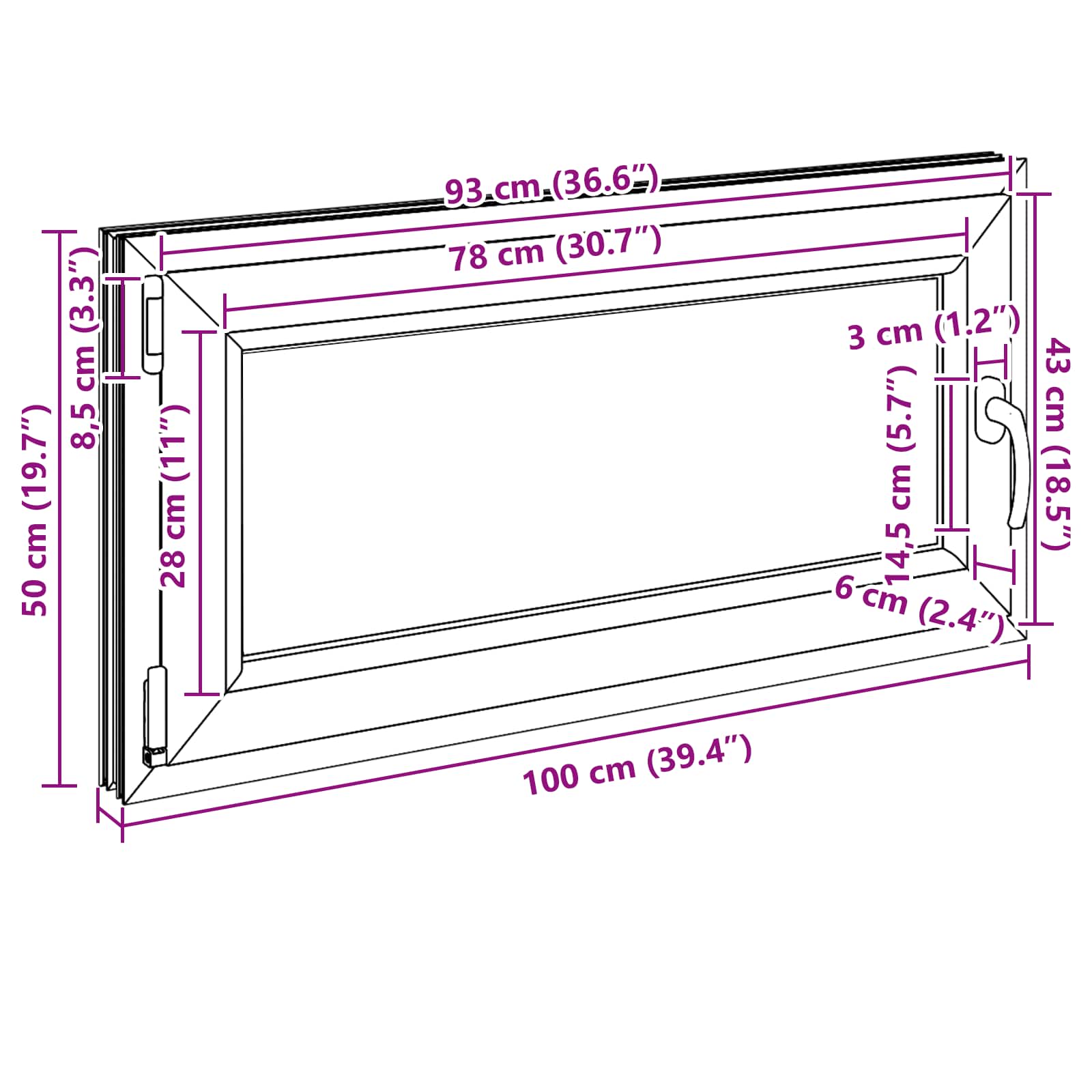 Kellari-Ikkuna Risor 100 X 50 Cm Pvc Ja Lasi Antrasiitti