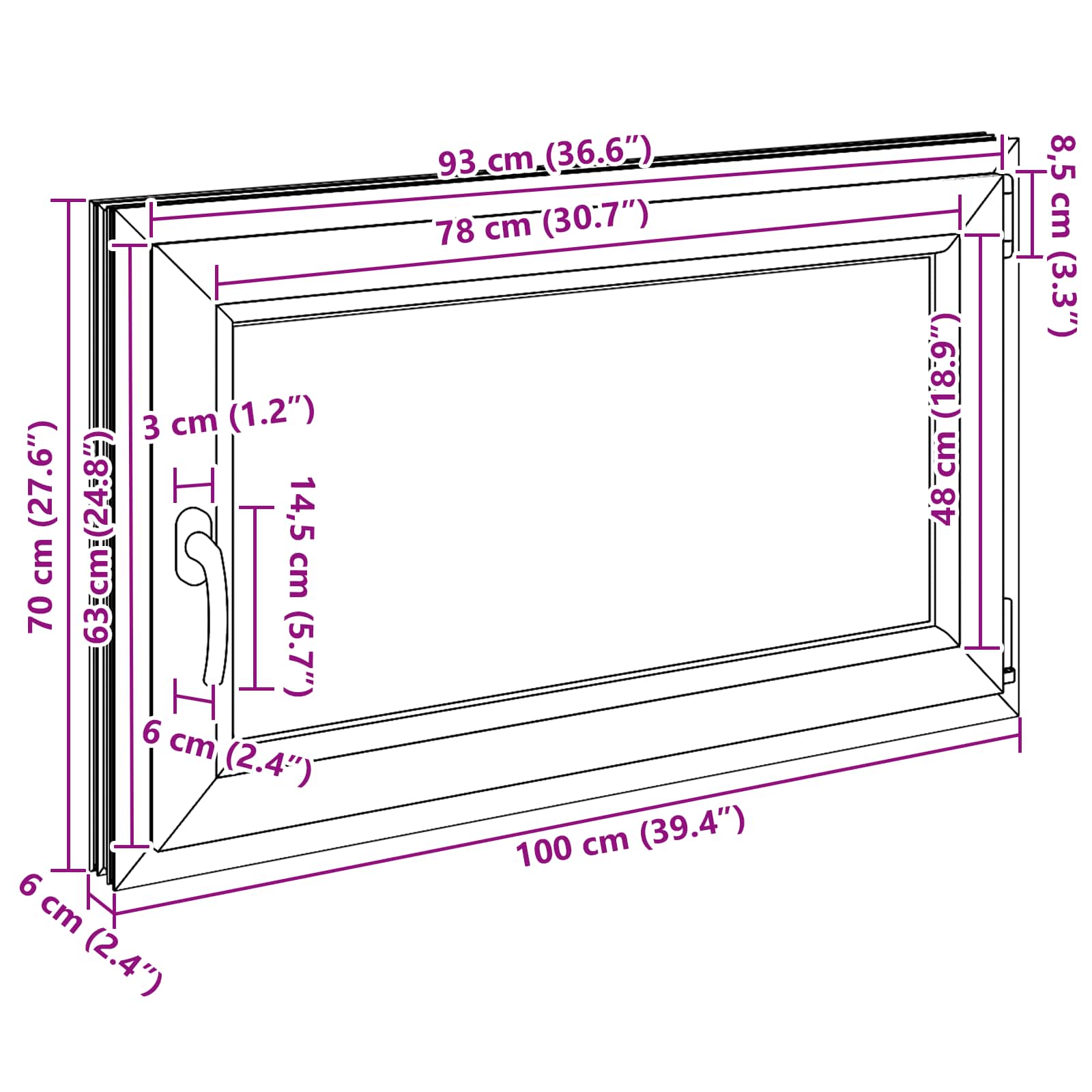 Kellari-Ikkuna Risor 100 X 70 Cm Pvc Ja Lasi Antrasiitti