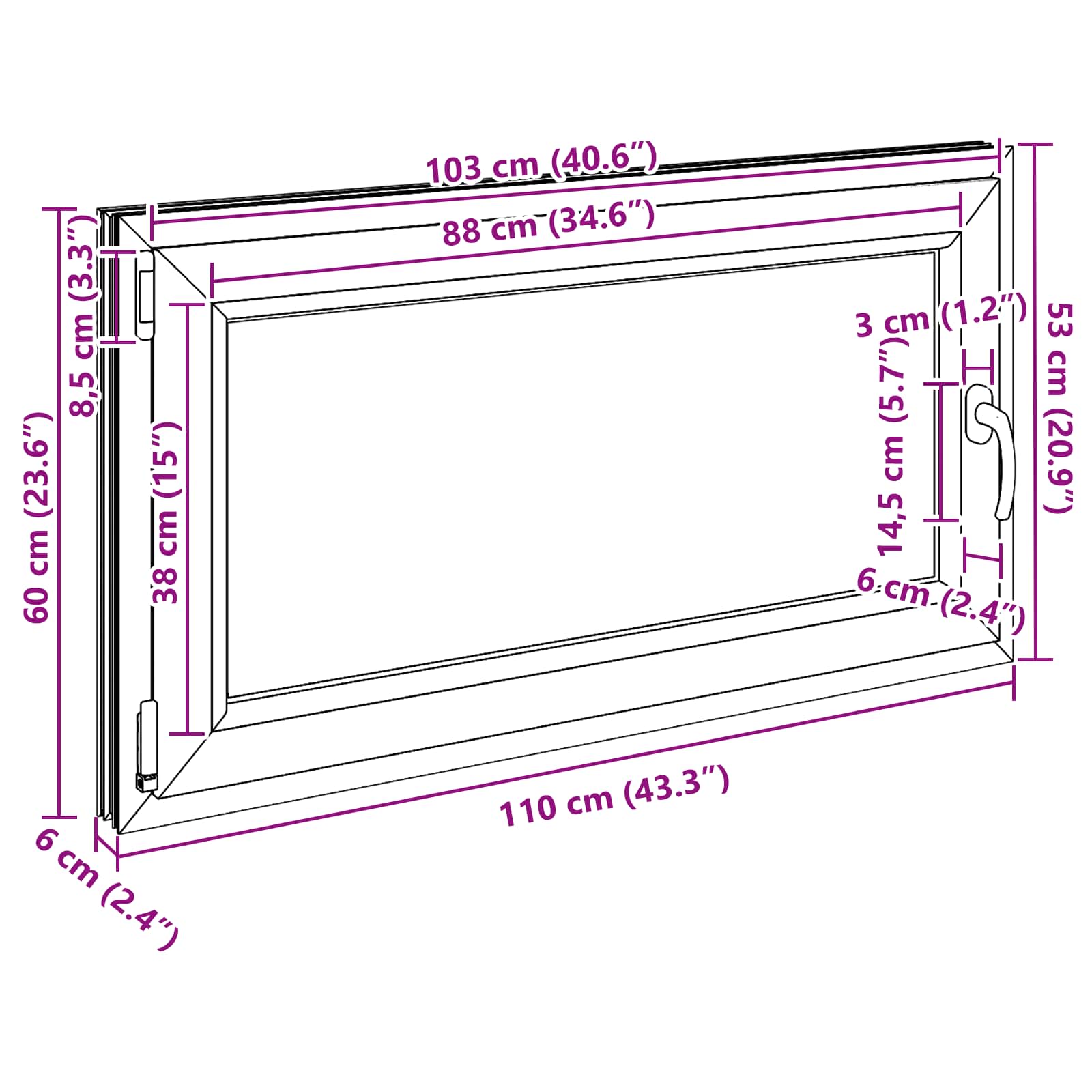 Kellari-Ikkuna Risor 110 X 60 Cm Pvc Ja Lasi Antrasiitti