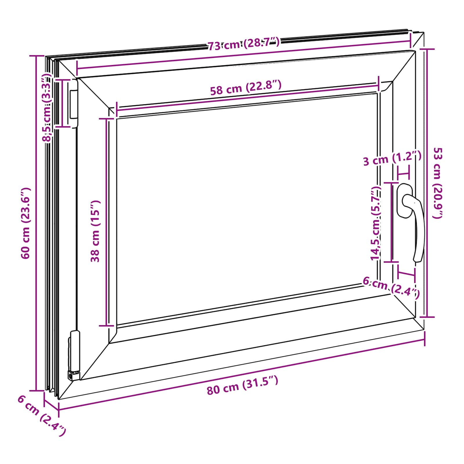 Kellari-Ikkuna Risor 80 X 60 Cm Pvc Ja Lasi Antrasiitti