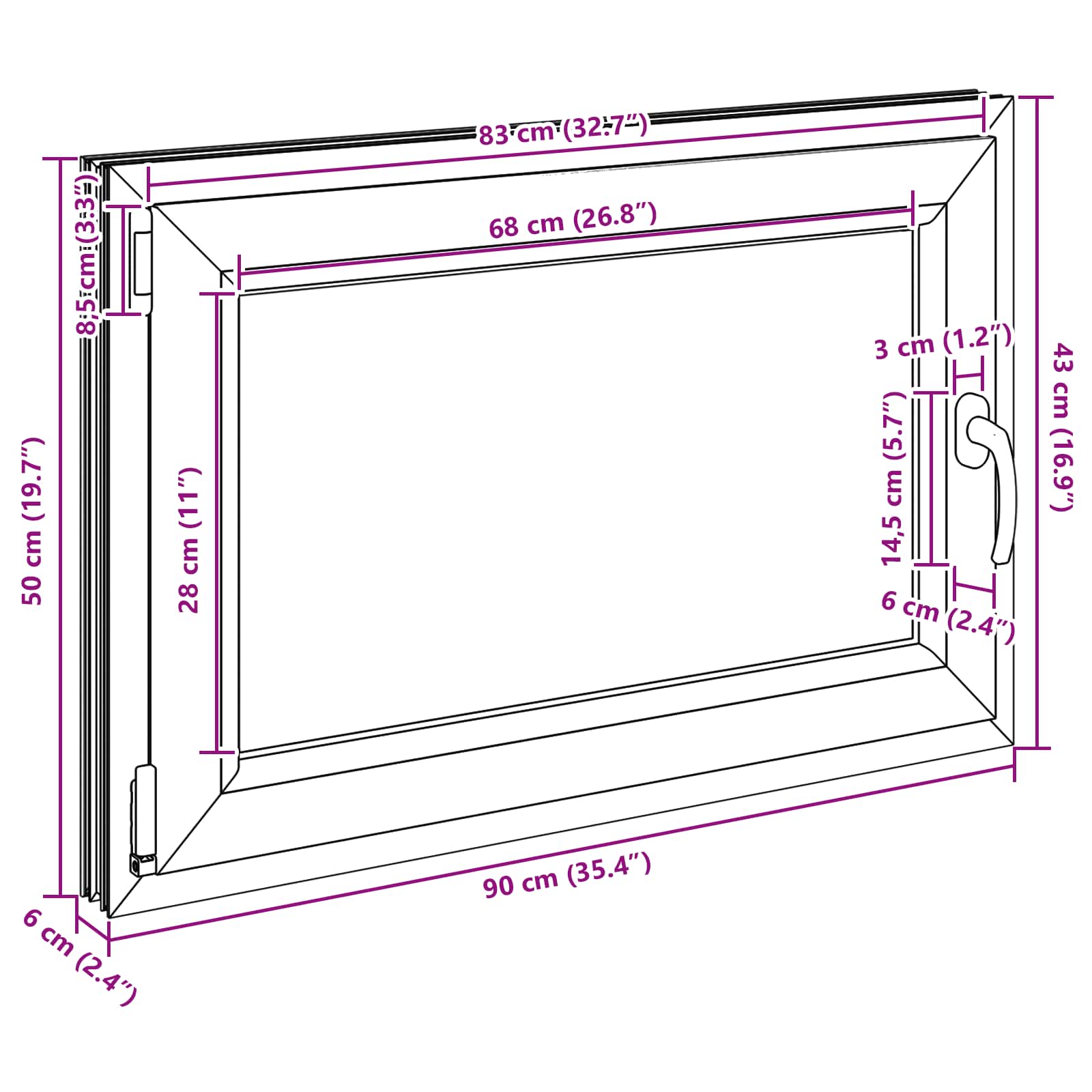 Kellari-Ikkuna Risor 90 X 50 Cm Pvc Ja Lasi Antrasiitti