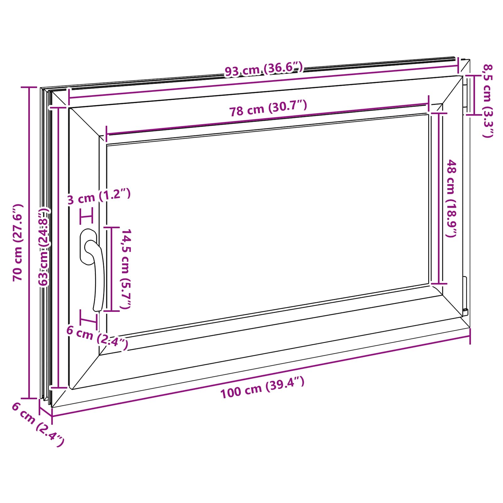 Kellari-Ikkuna Risor 100 X 70 Cm Pvc Ja Lasi Antrasiitti
