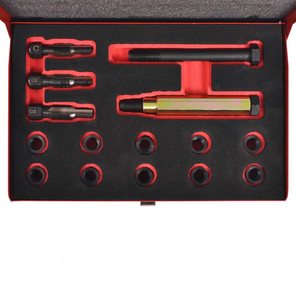 15-Osainen Hehkutulpan Kierteen Korjaussarja M10 X 1,0 Mm