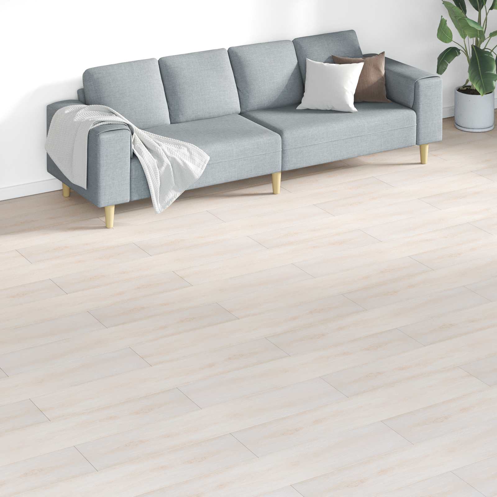 Lattialankut 18 Pcs Valkoinen 5,26 M² Polyvinyylikloridi