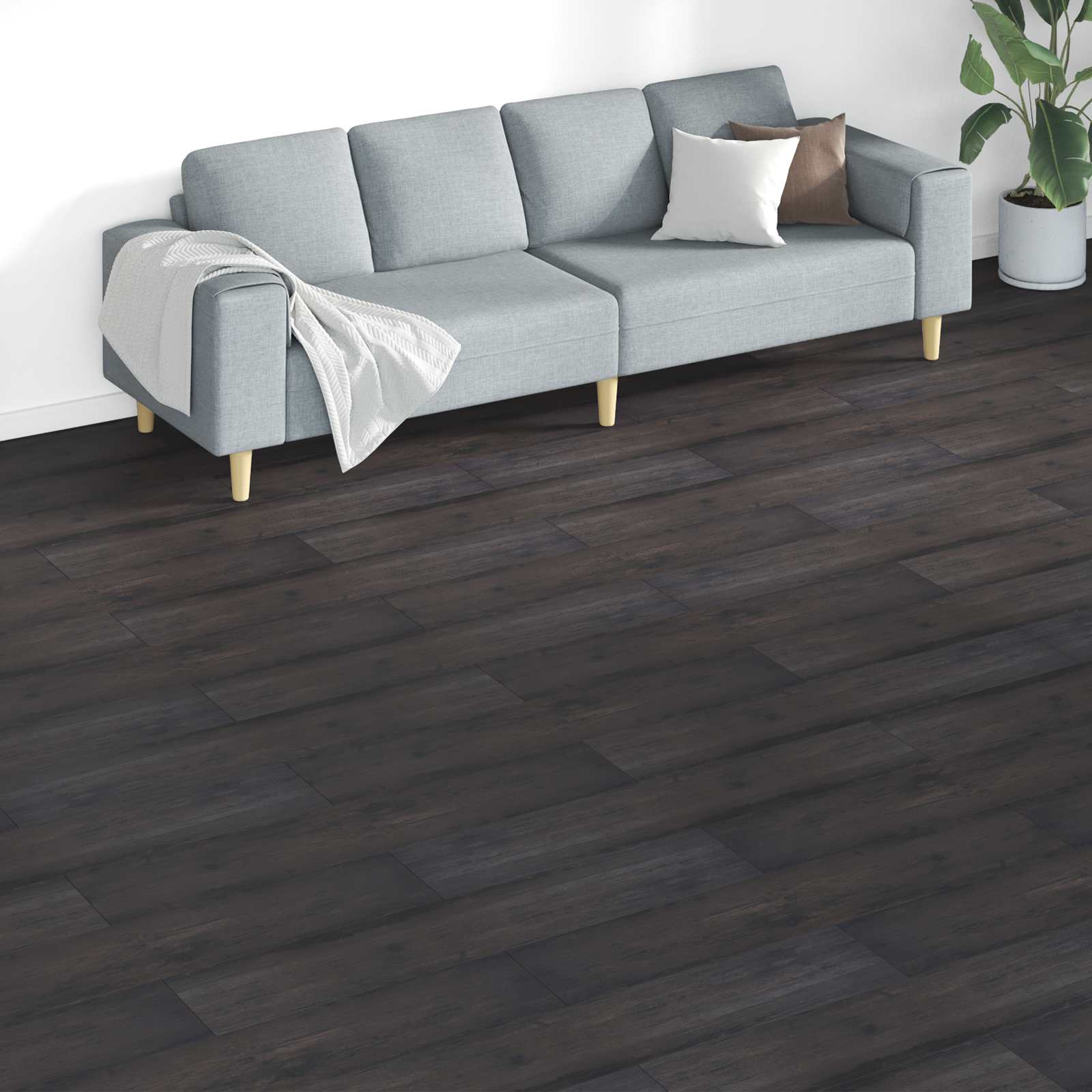 Lattialankut 18 Pcs Tumma Harmaa 5,26 M² Polyvinyylikloridi