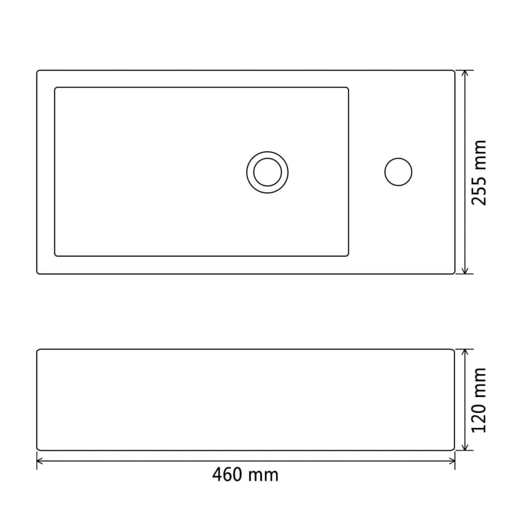 Suorakulmainen Pesuallas Hanareiällä Keramia Musta 46X25,5X12Cm