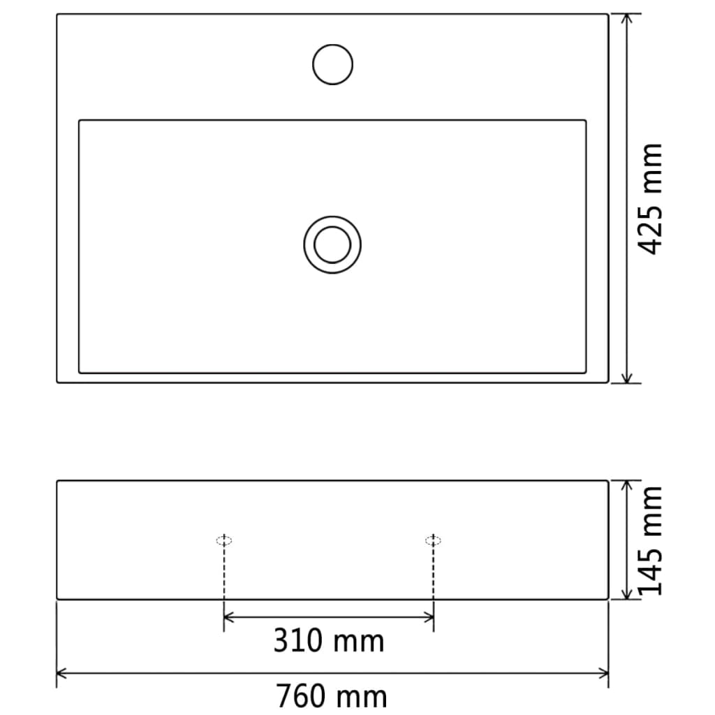 Keraaminen Pesuallas Hanareiällä 76X42,5X14,5 Cm Musta