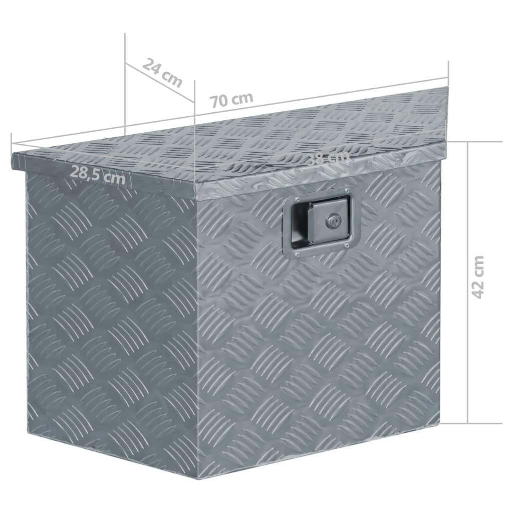 Alumiinilaatikko Puolisuunnikas 70X24X42 Cm Hopea