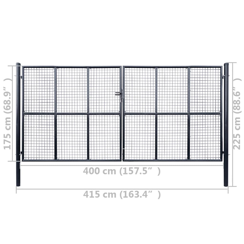 Verkkoportti Puutarhaan Galvanoitu Teräs 400X175 Cm Harmaa