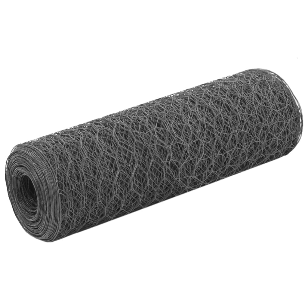 Kanaverkko Teräs Pvc Pinnoitteella 25X0,5 M Harmaa