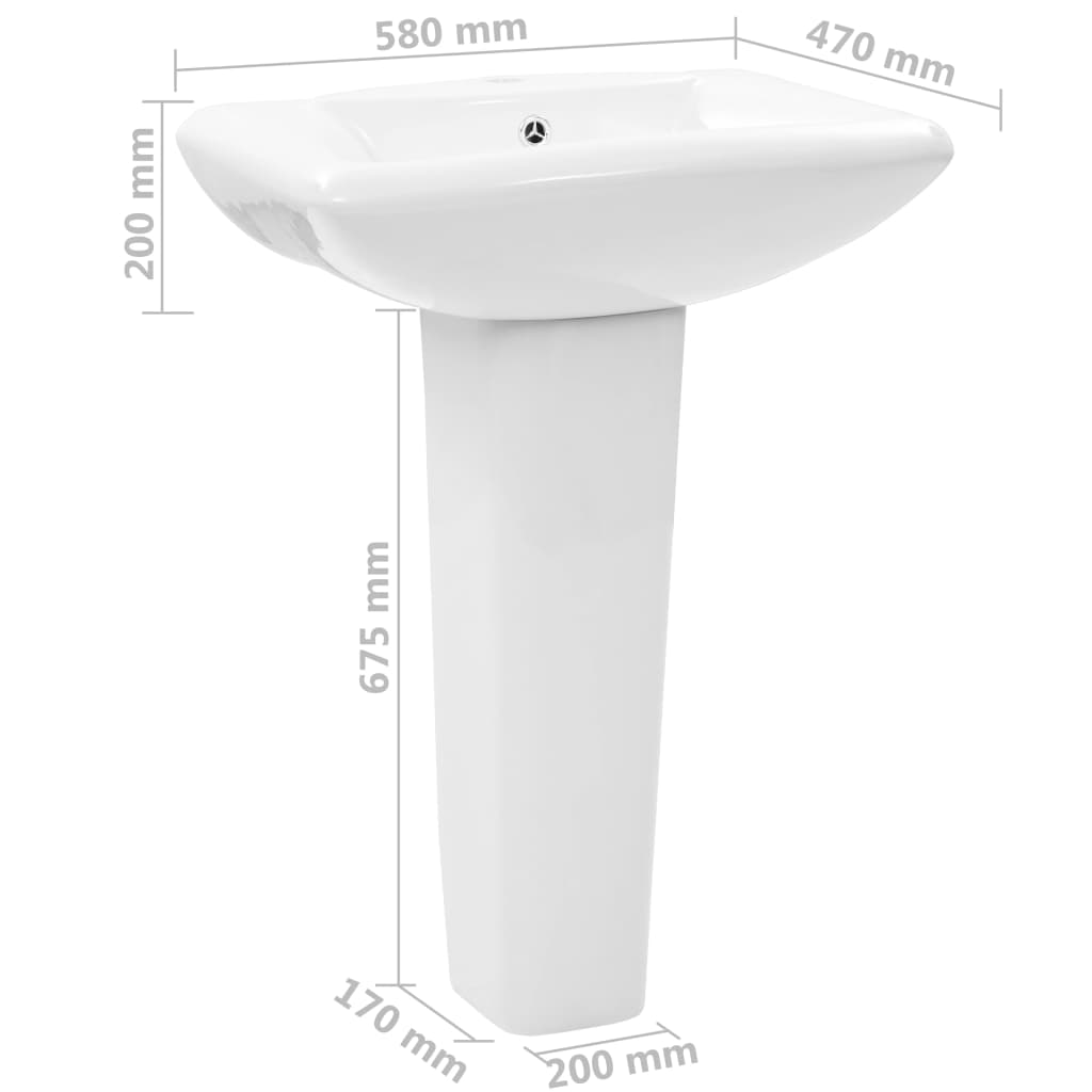 Vapaasti Seisova Pesuallas Jalustalla Keraaminen 580X470X200Mm