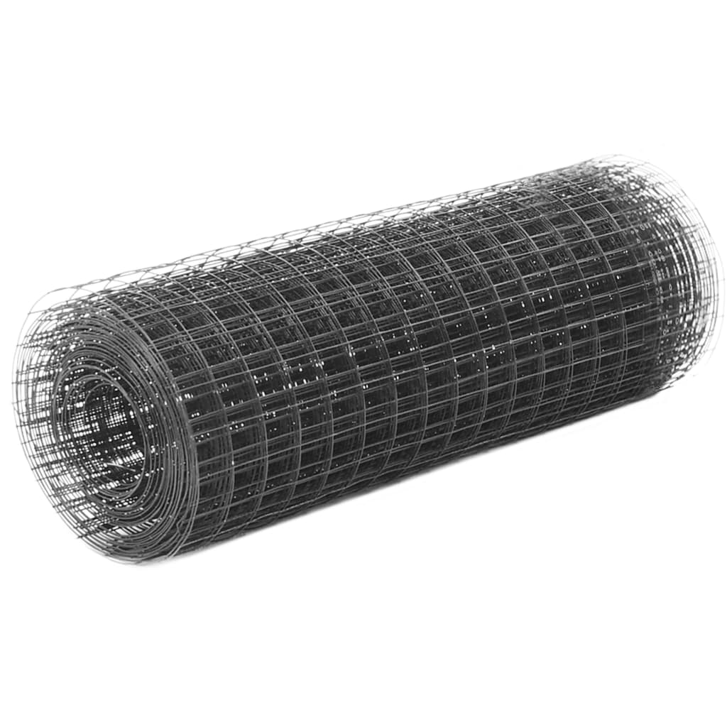 Kanaverkko Teräs Pvc Pinnoitteella 25X0,5 M Harmaa