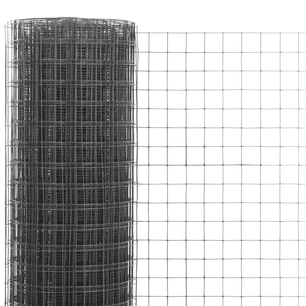 Kanaverkko Teräs Pvc Pinnoitteella 25X0,5 M Harmaa