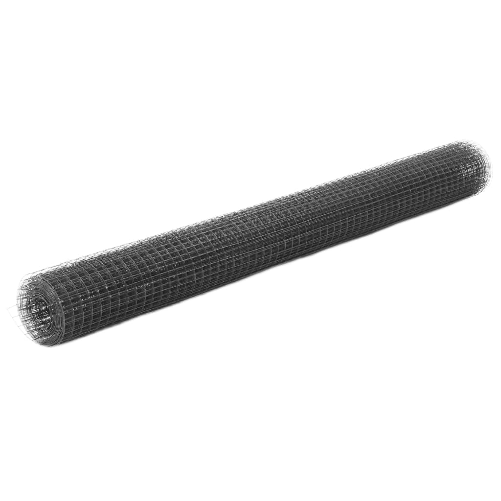 Kanaverkko Teräs Pvc Pinnoitteella 25X1,5 M Harmaa