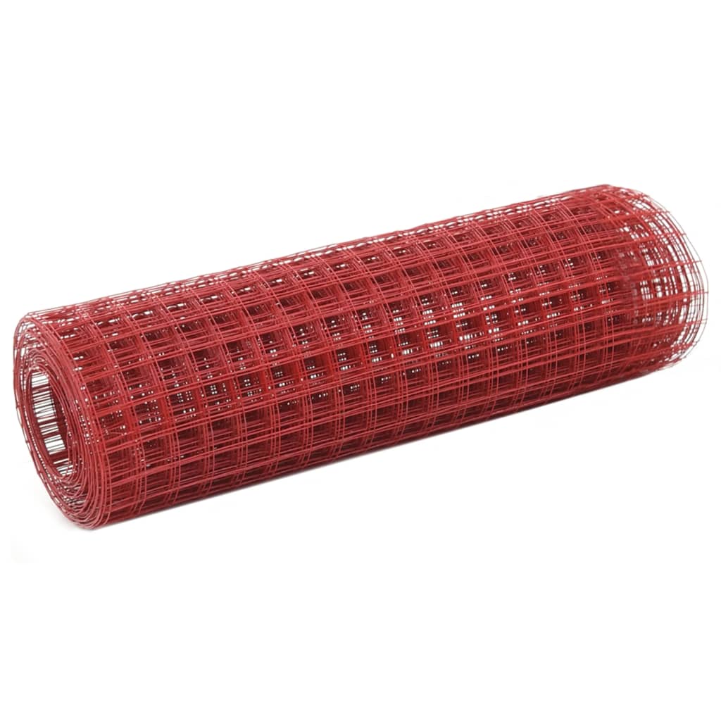 Kanaverkko Teräs Pvc Pinnoitteella 25X0,5 M Punainen
