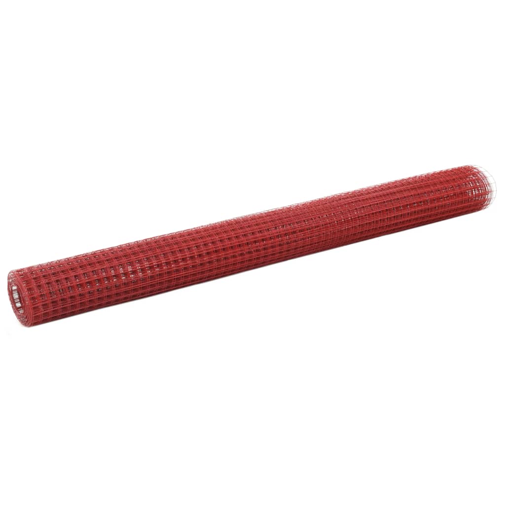 Kanaverkko Teräs Pvc Pinnoitteella 25X1,5 M Punainen