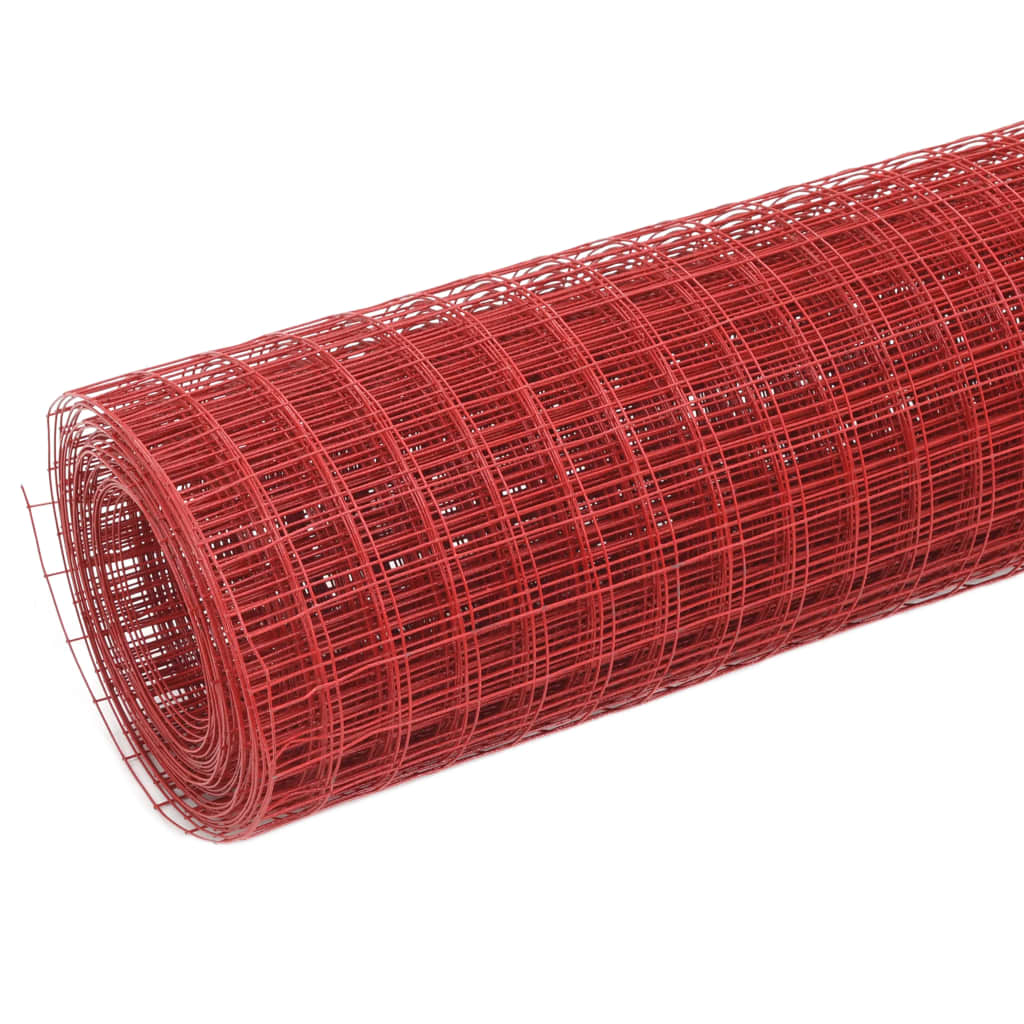 Kanaverkko Teräs Pvc Pinnoitteella 25X1,5 M Punainen