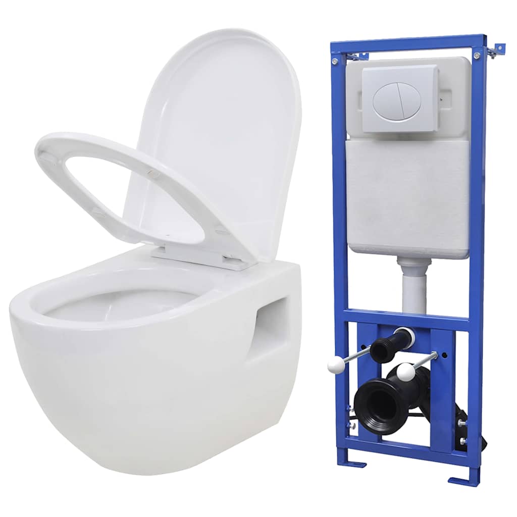 Seinään Kiinnitettävä Wc Ja Piilotettu Säiliö Keramia Valkoinen
