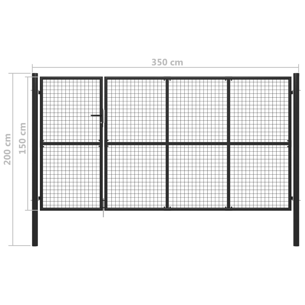 Puutarhan Portti Teräs 350X150 Cm Antrasiitti