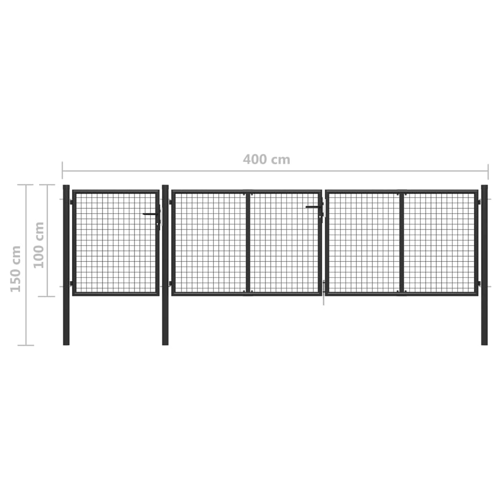 Puutarhan Portti Teräs 400X100 Cm Antrasiitti