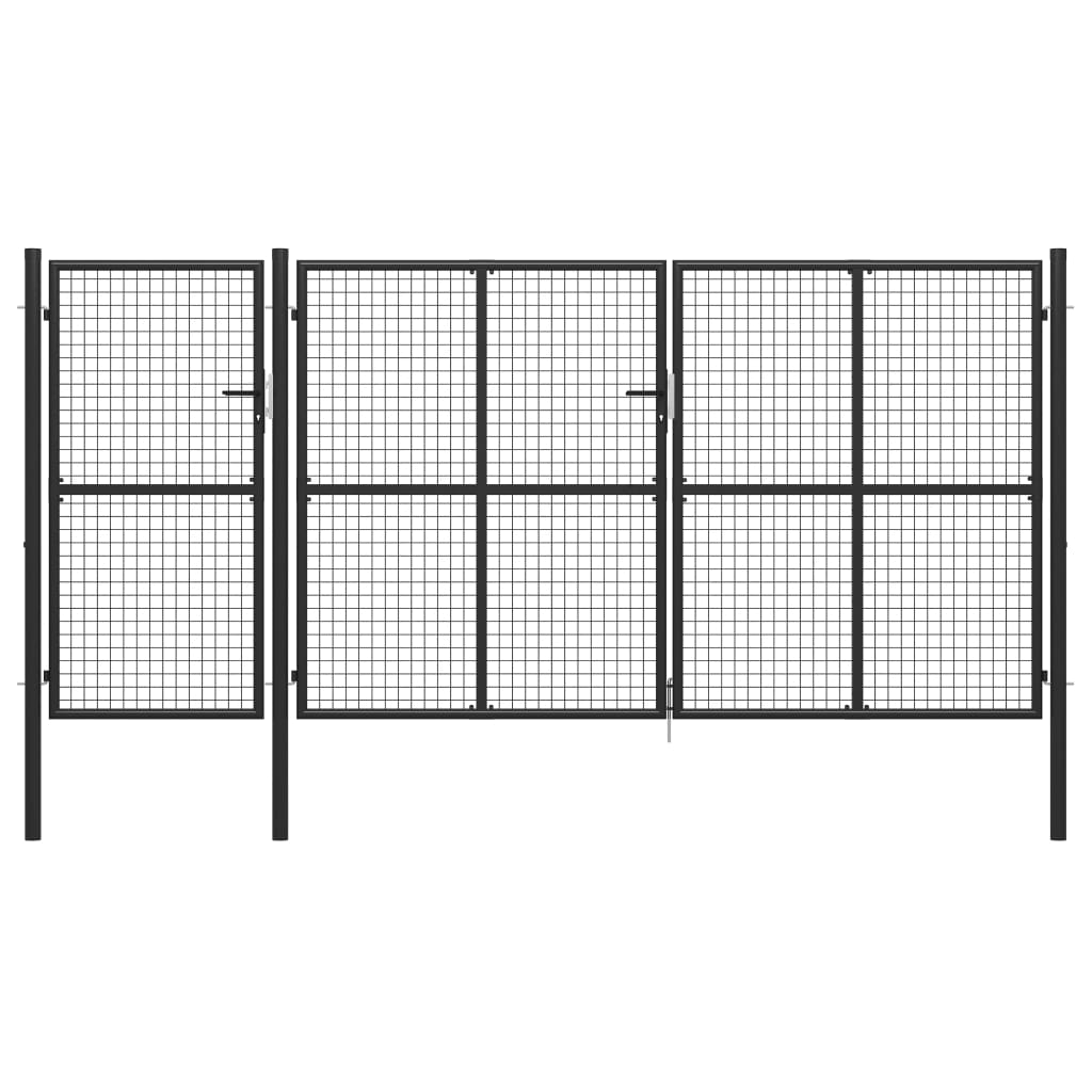 Puutarhaportti Teräs 400X150 Cm Antrasiitti