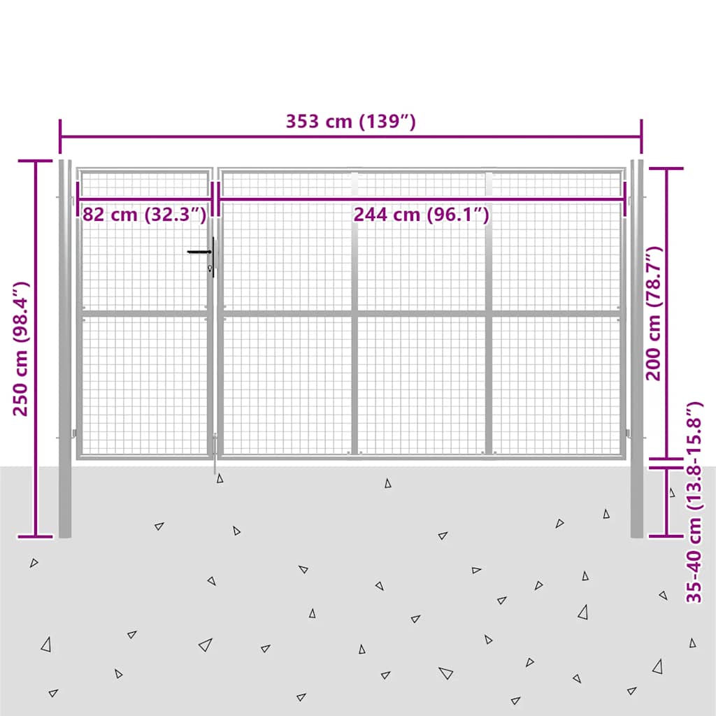 Puutarhan Portti Teräs 350X200 Cm Hopea