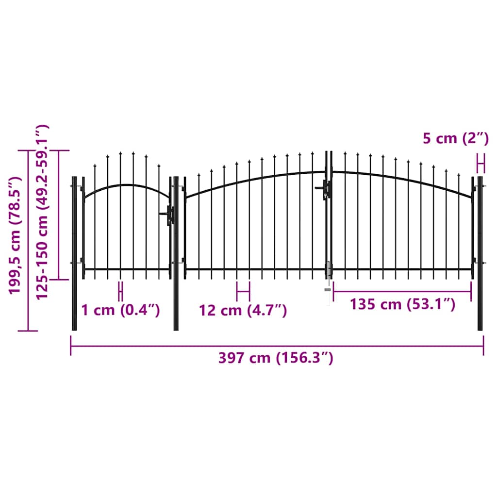 Puutarhan Portti Woerden Teräs 1,5X4 M Musta