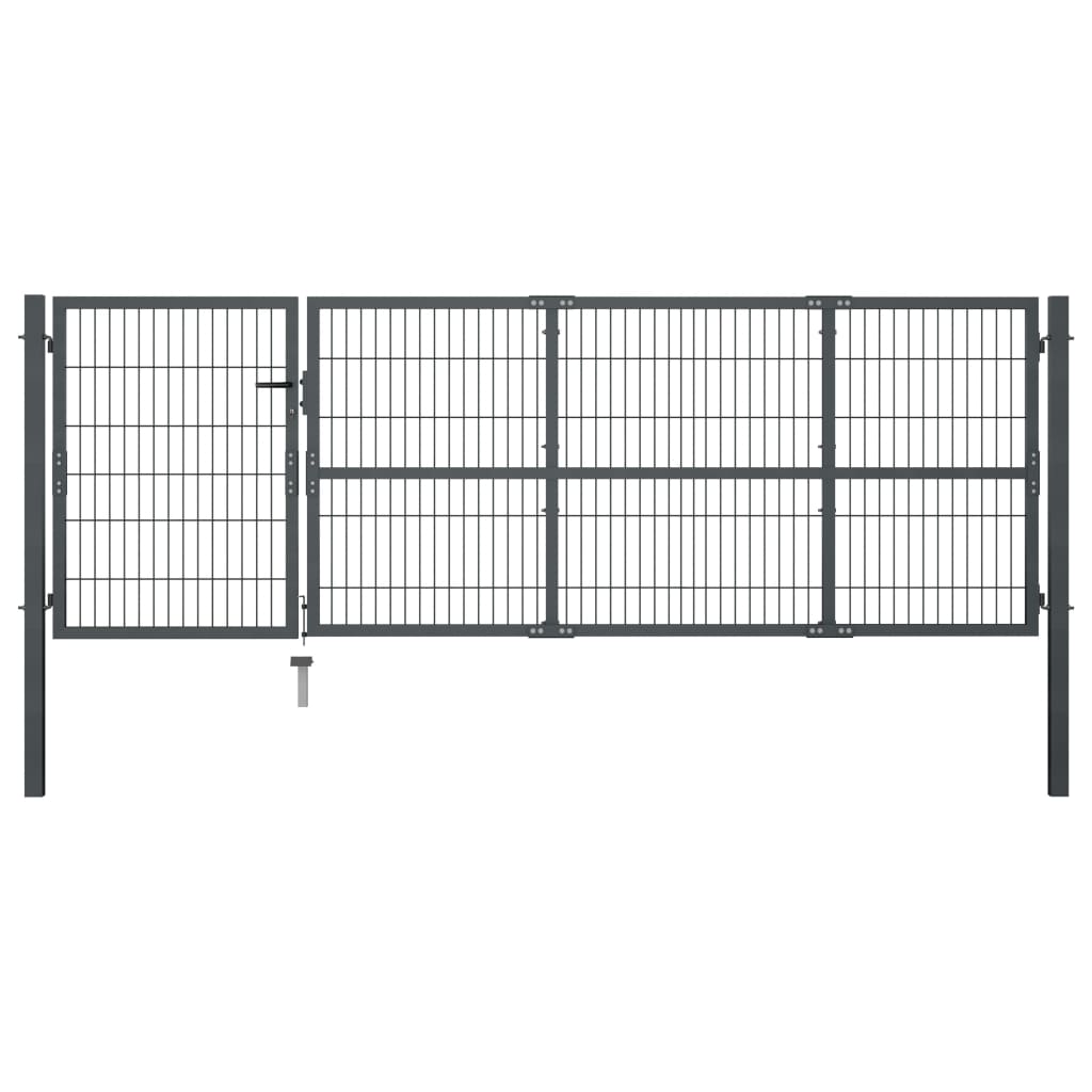 Puutarhan Portti Tolpilla Teräs 350X100 Cm Antrasiitti