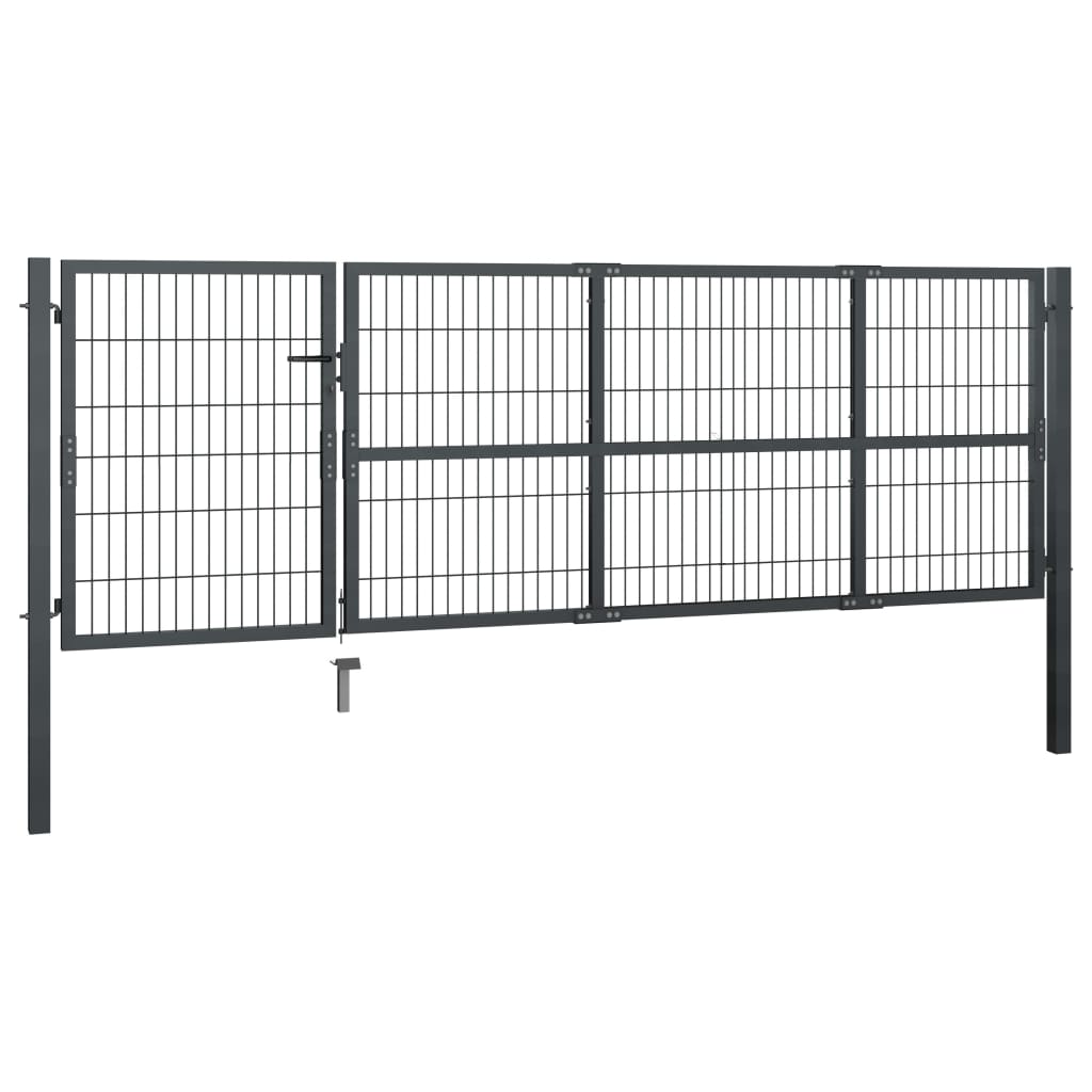 Puutarhan Portti Tolpilla Teräs 350X100 Cm Antrasiitti