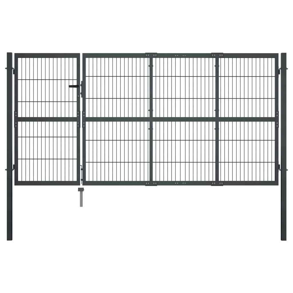 Puutarhan Portti Tolpilla Teräs 350X120 Cm Antrasiitti