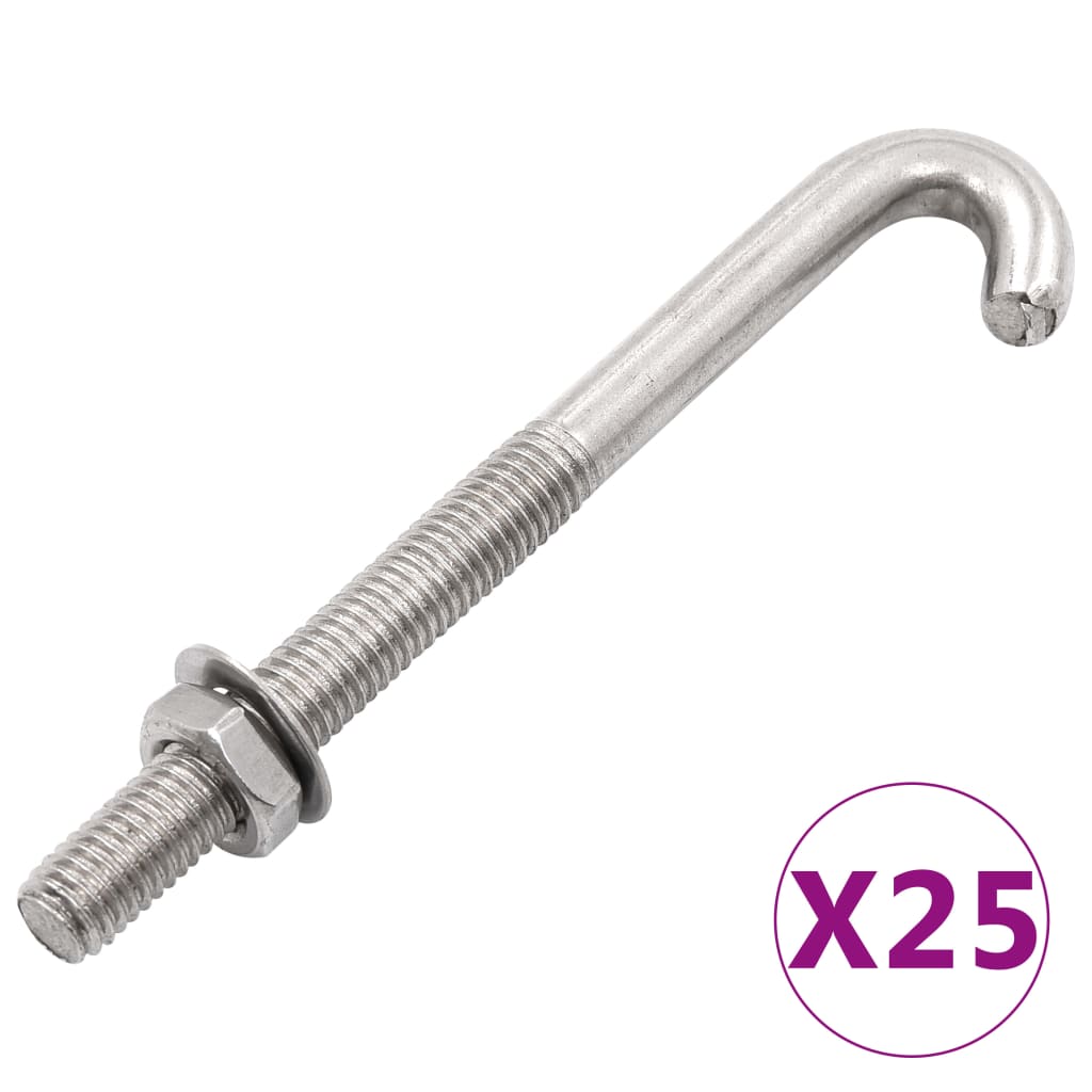Ankkuroitu J-Pultti Mutteri Ja Aluslevy M8X120 Mm 25 Sarjaa