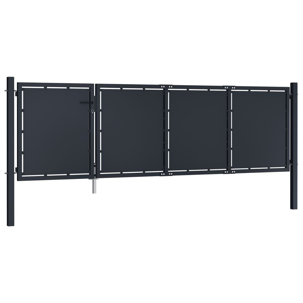 Puutarhan Portti Teräs 350X100 Cm Antrasiitti