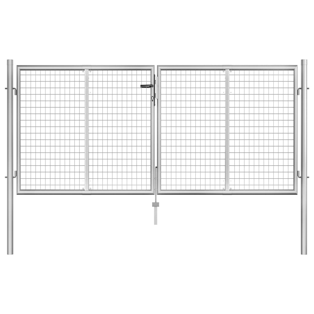 Puutarhan Portti Galvanoitu Teräs 300X100 Cm Hopea