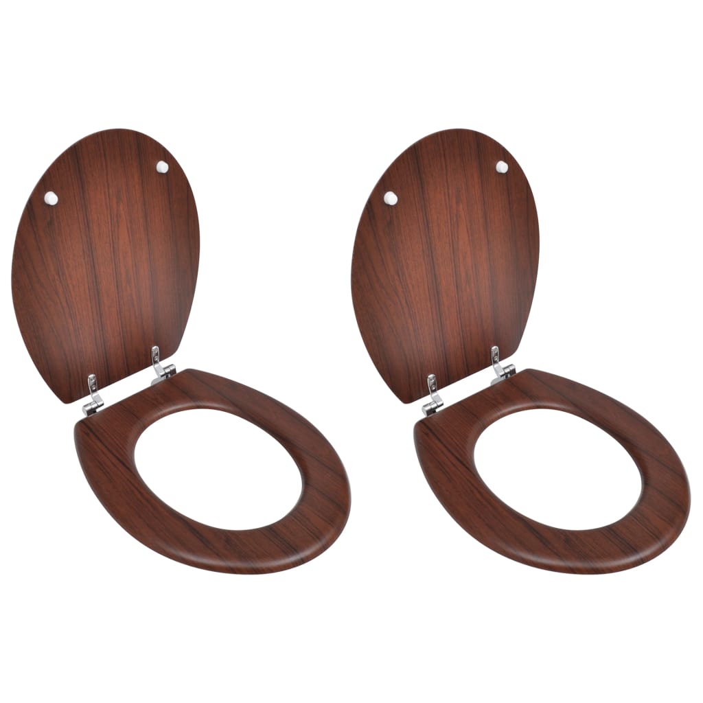 Wc-Istuimet Hard-Close Kansilla 2 Kpl Mdf Ruskea