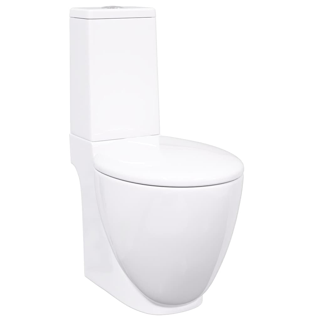 Keraaminen Wc-Istuin Pyöreä Veden Virtaus Takaa Valkoinen