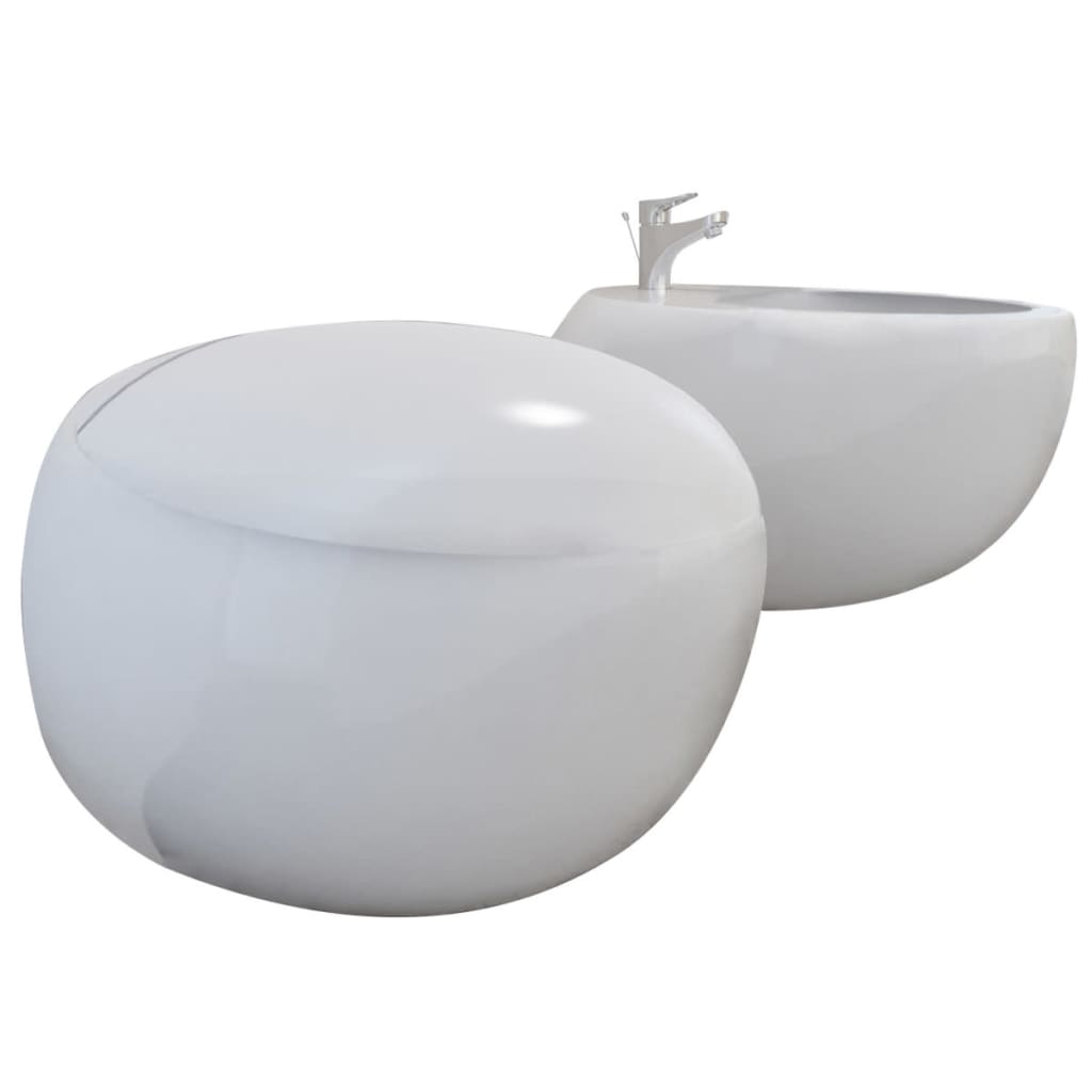 Seinään Asennettava Wc Ja Bidee Sarja Valkoinen Keraaminen