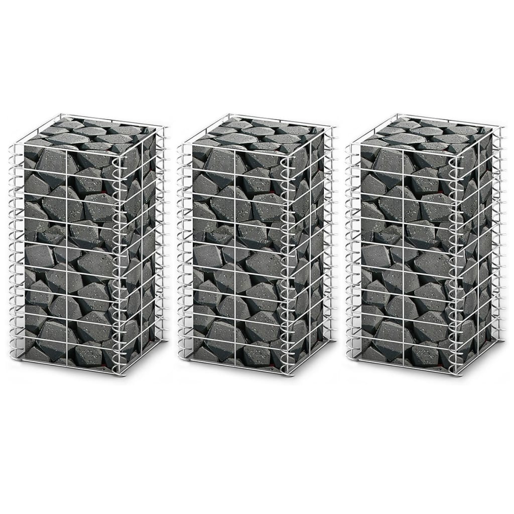 Gabion-/Kivikorisarja 3 Kpl Galvanoitu Vaijeri