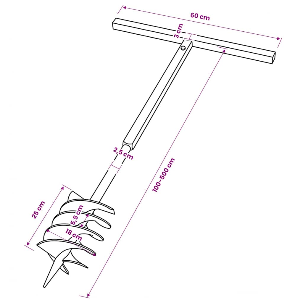 Maapora Kahvalla 180 Mm Ja Jatkeella 5 M Teräs