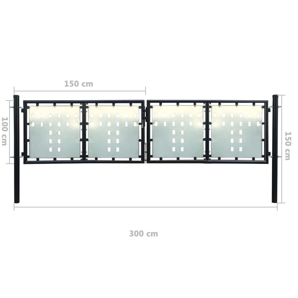 Musta Yksiovinen Aitaportti 300X100 Cm