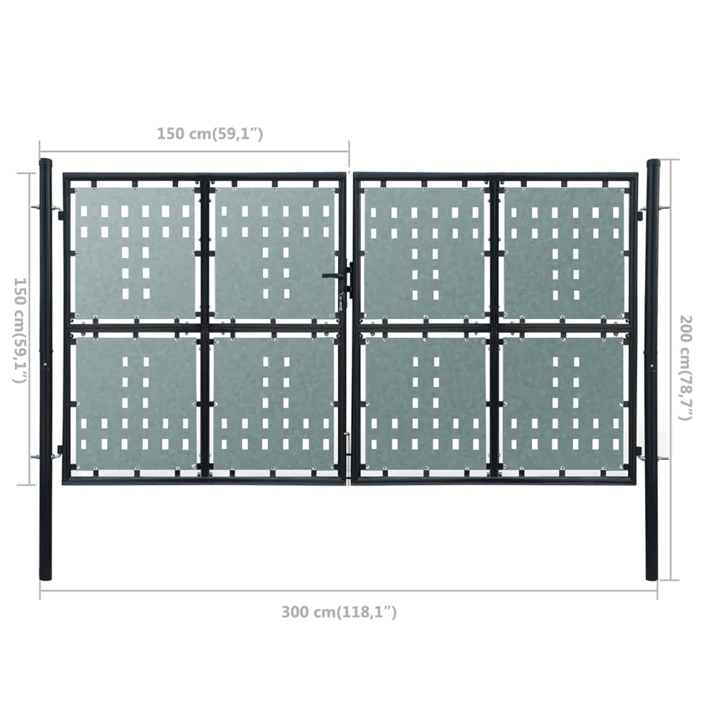 Musta Yksiovinen Aitaportti 300X150 Cm