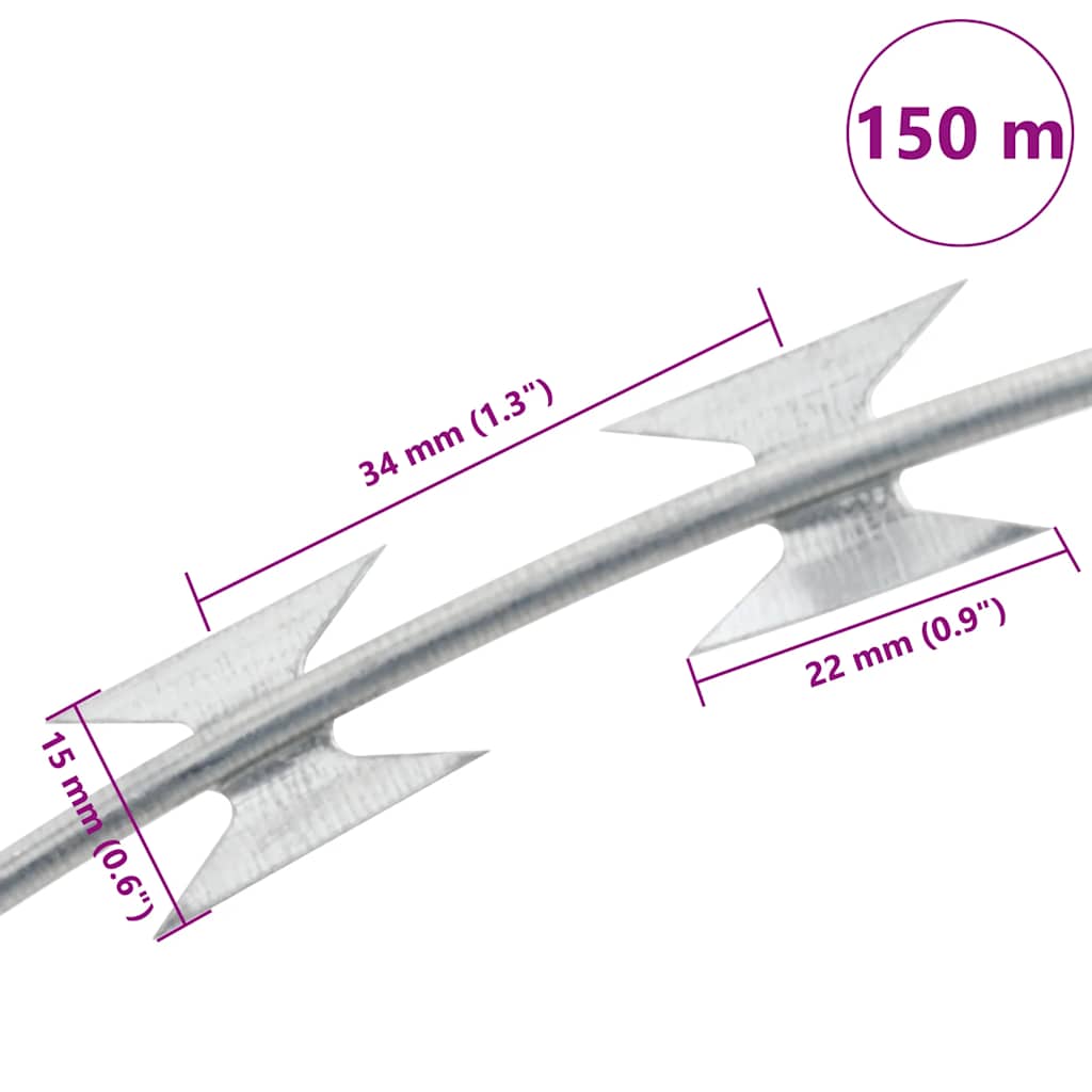 Bto-22 Concertina Piikkilanka Galvanoitu Teräs 150 M