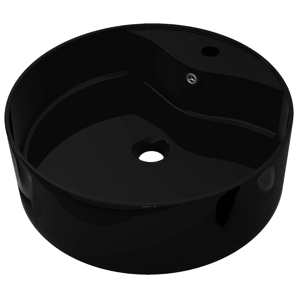 Keraaminen Kylpyhuoneen Pesuallas Hanareiällä Musta Pyöreä
