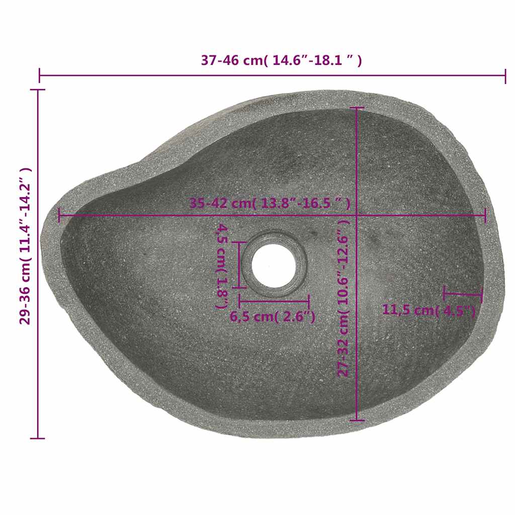 Pesuallas Jokikivi Soikea (37-46)X(29-36) Cm