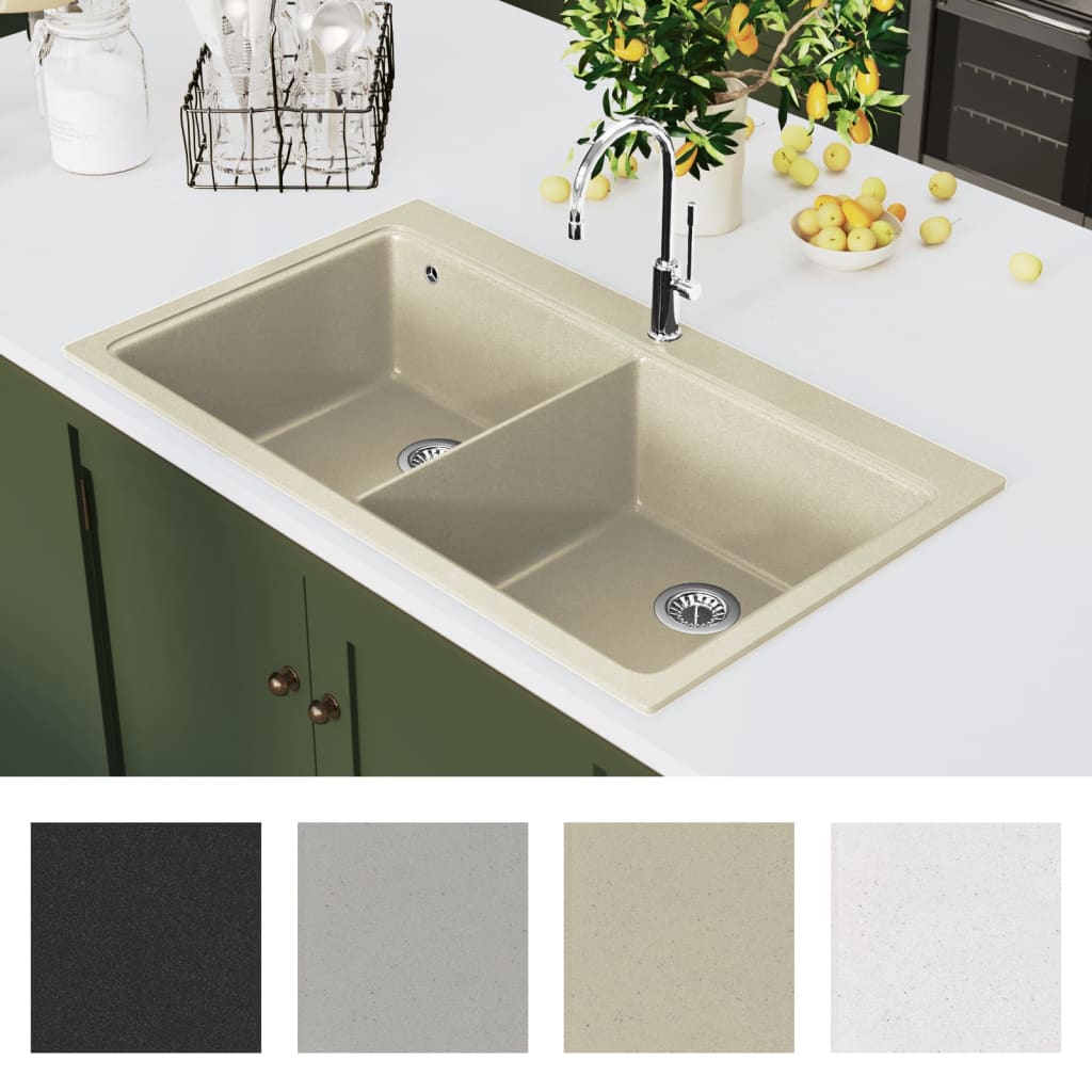 Keittiön Tuplapesuallas Graniitti Beige