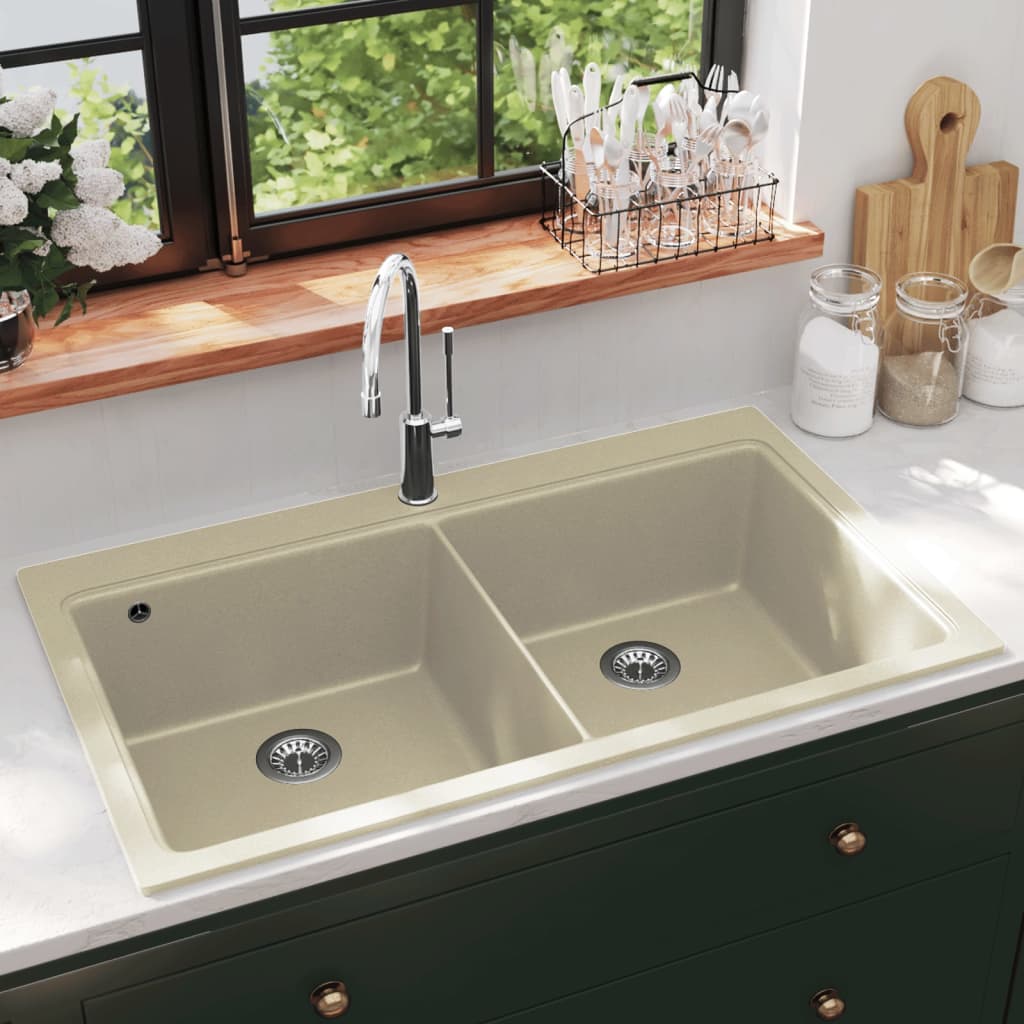 Keittiön Tuplapesuallas Graniitti Beige