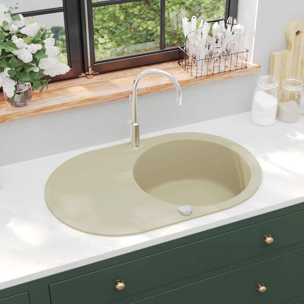 Keittiön Pesuallas Graniitti Ovaali Beige