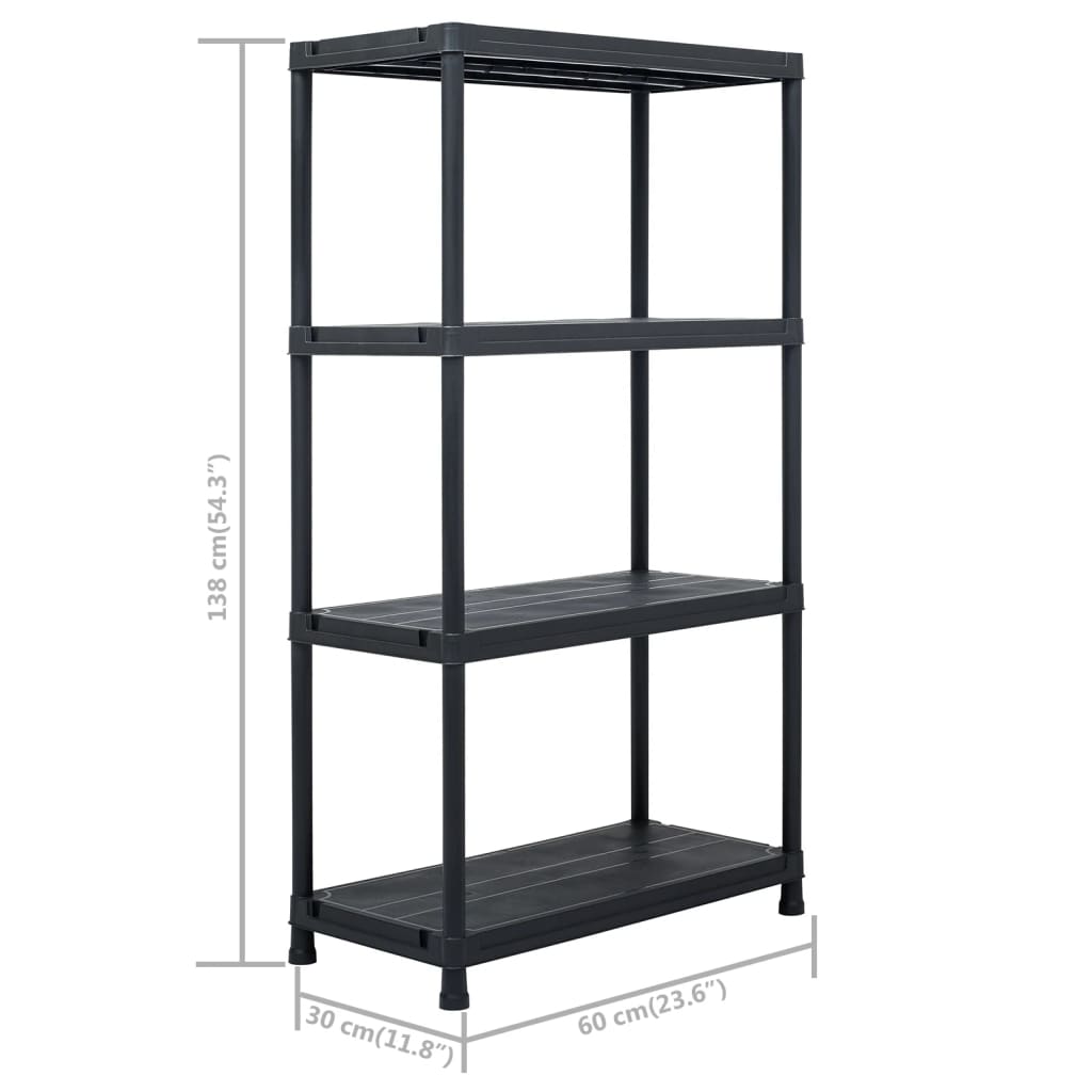 Varastohyllyt 5 Kpl Muovi 60X30X138 Cm Musta