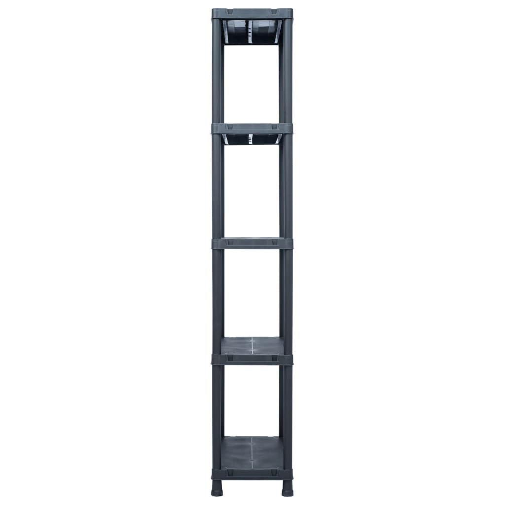 Varastohyllyt 5 Kpl 125 Kg Muovi 60X30X180 Cm Musta