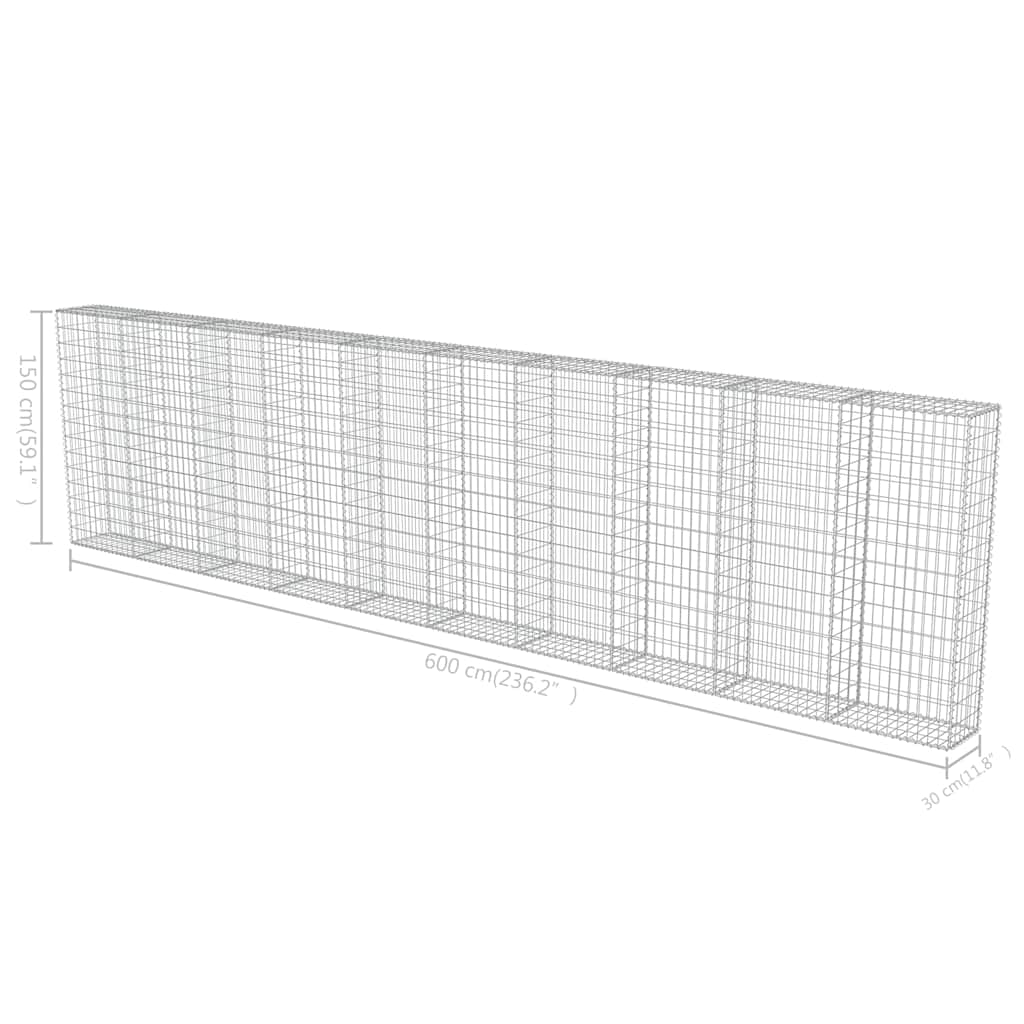 Gabion-Kivikori Kansilla Galvanoitu Teräs 600X30X150 Cm